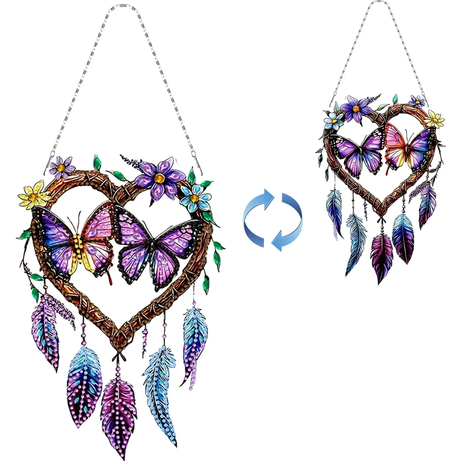 2D Flat DIY Diamond Painting Set Hanging Diamond Art Kits Dream Catcher Rhinestone Diamond Art Window Pendants Window Hanging Art for Home Decor