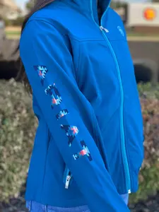 ARIAT WOMEN TEAM HYDRA/NIGHT SKY BLANKET SOFT-SHELL JACKET