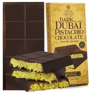 Dubai Dark Chocolate Bar | Crispy Knafeh Pistachio Bar | 7oz | Kunafa Chocolate Delight | Crunchy Bar with Rich Pistachio Kunafe Filling | Gourmet Dessert Gift | by Patis Savore | TikTok