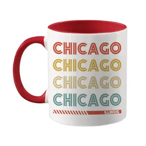 Chicago Mug Gift, Retro Illinois Coffee Cup, Vintage Chicago Illinois Coffee Mug, Chicago Gift, Chicago Stuff, Illinois Stuff, IL, Custom, 11oz cup