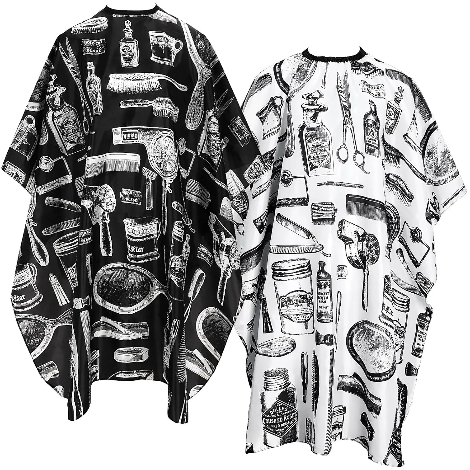 Professional Elastic Polyester Fabric Hair Cape (Print Design) - 2-Count Unisex Salon Furniture Accessory for Hairdressers, Synthetic Haircare Tool for Adults with Snap Closure for Styling, Coloring, Barber Cape
