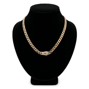 MONACI 14K Yellow Gold Hollow Cuban Chain 18" Inches 7.0MM Handcrafted in NYC with Cubic Zirconia Lock Custom Jewelry