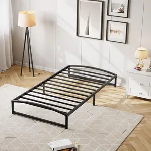 Garvee Twin Bed Frame 10 inch Black Metal Platform Low Profile Bed Frame No Box Spring Needed Low Bedframe Support Mattress Foundation with Steel Slats Base Beds Easy Assembly Noise Free-Twin Size