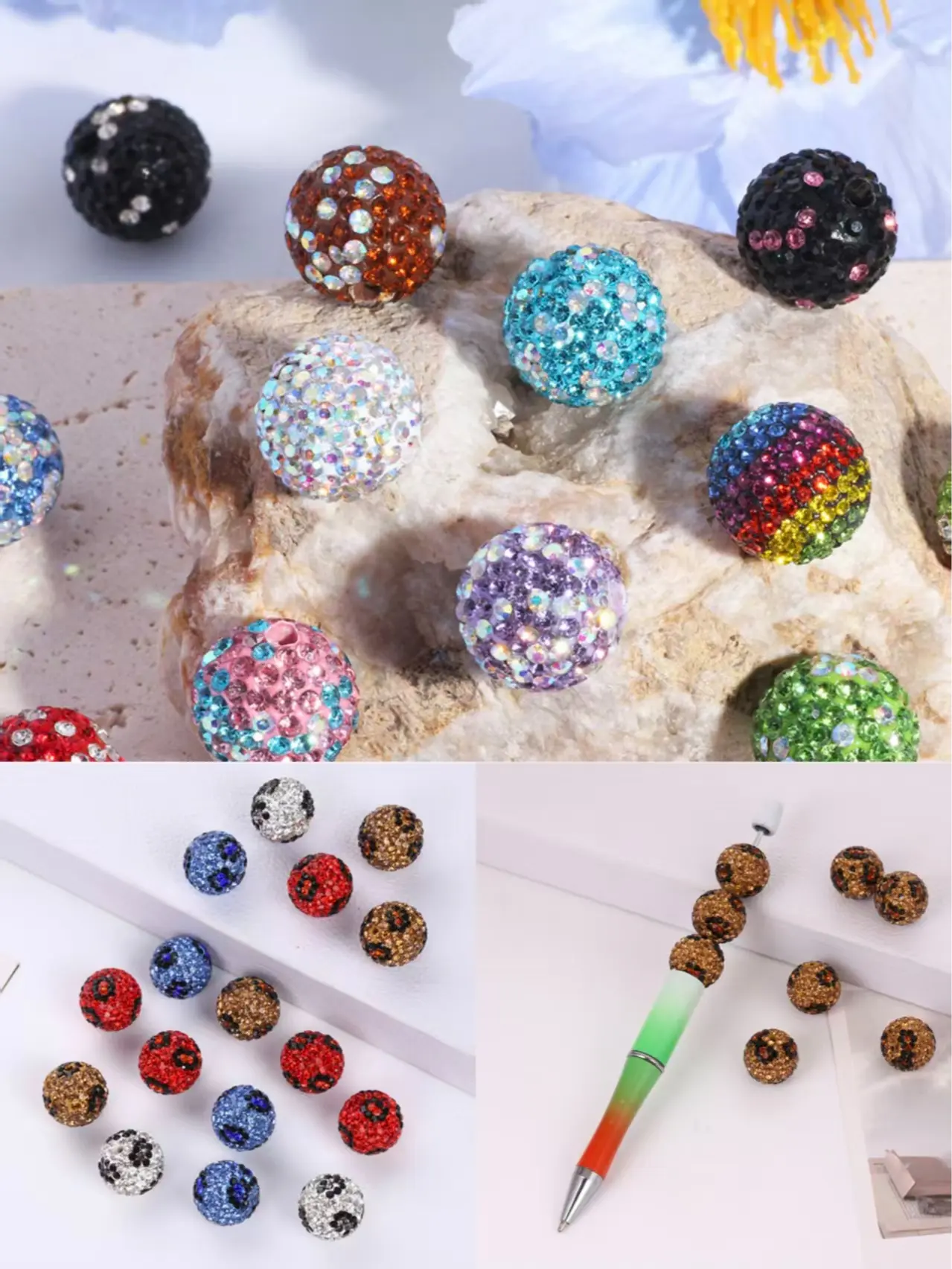 Ltty-T13-Shimmering Soft Clay Colored Full-Diamond Ball 2pcs per bag