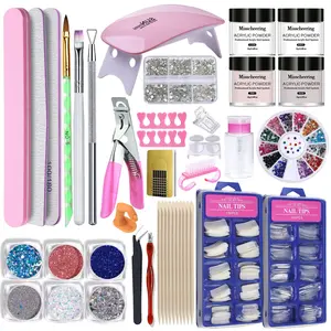 38-piece Full Acrylic Nail Set | Acrylic Powder, Nail Lamp, Extension Gel, UV Gel, Nail Drill Machine Set, Essential Set for Beginners and Nail Salons, Nail Art
