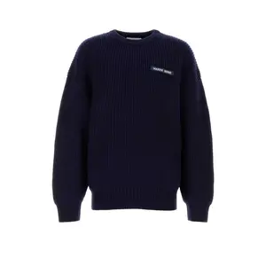 Marine Serre Men Navy Blue Wool Sweater