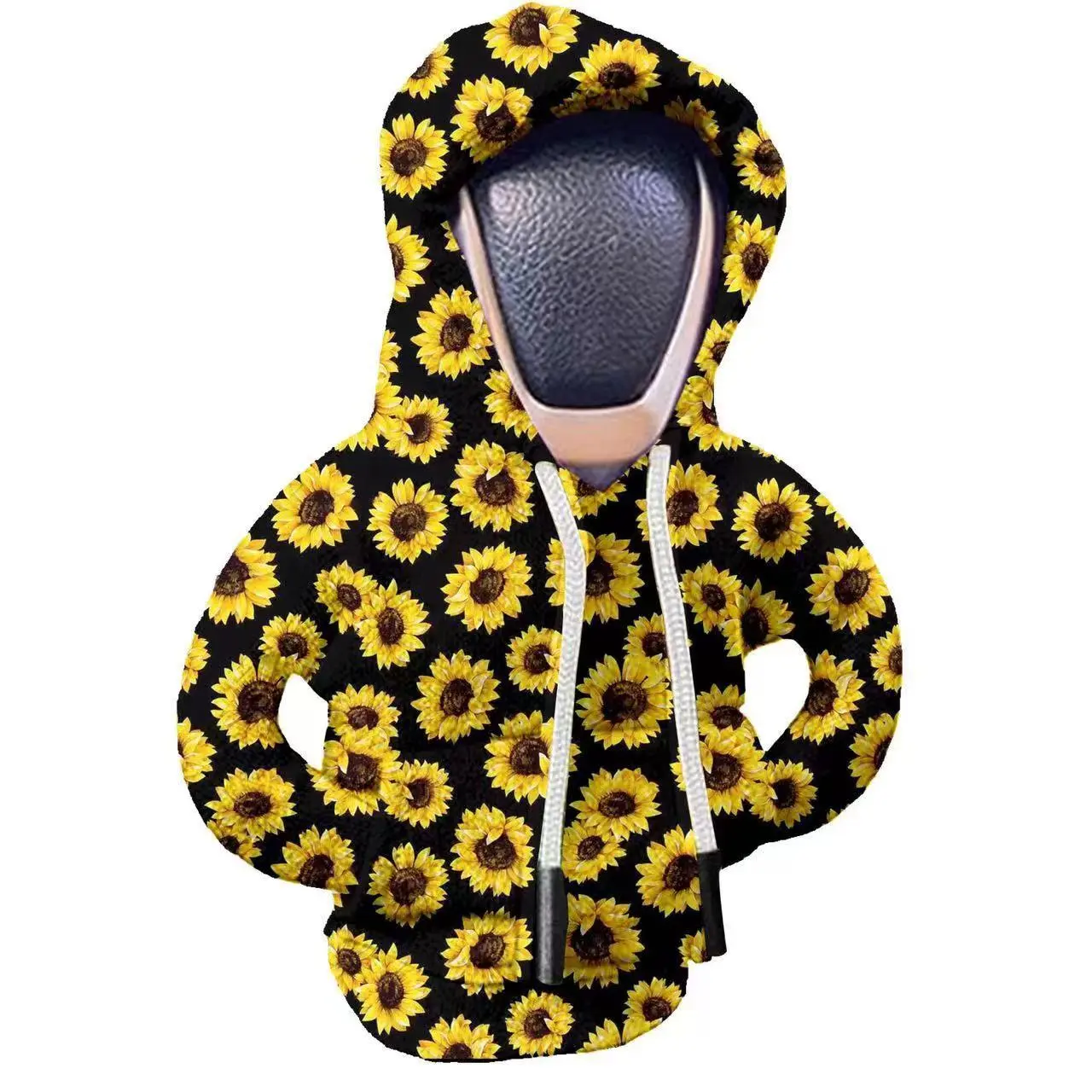 Sunflower Pattern Hoodie Design Car Gear Shift Cover, Shift Lever Cover, Cute Car Gear Shift Protector, Automatic Shift Knob, Car Interior Decoration Accessories for Women & Men