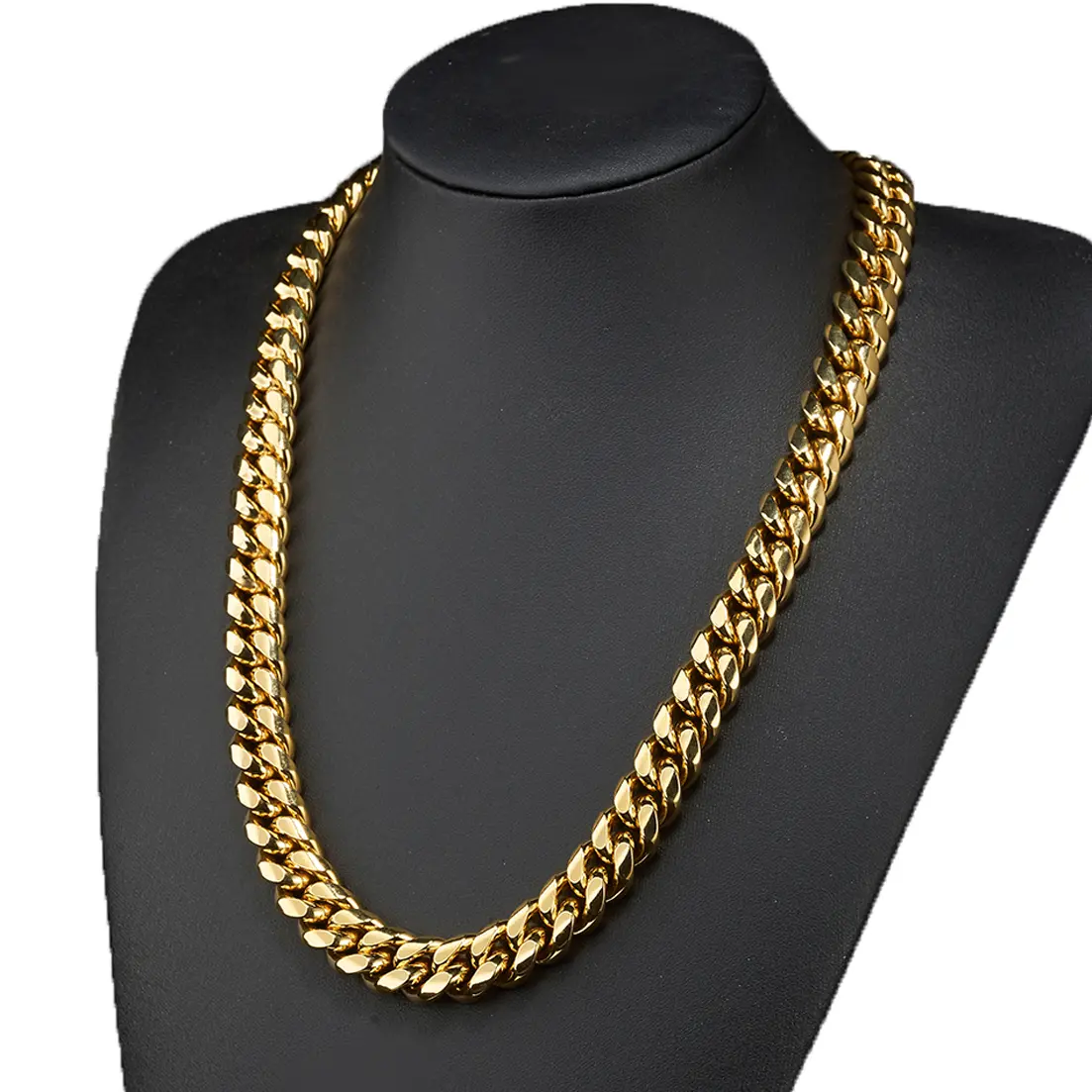14K Gold Plated Encrypted Cuban Link Chain Necklace with Dragon Head Clasp - 3x Thicker Anti-Tarnish Hip Hop Jewelry for Men