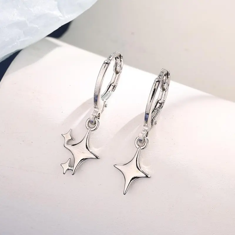 Unisex Street Style Star Design Dangle Earrings (1 Pair), Trendy All-match Asymmetrical Design Dangle Earrings, Fashionable Vintage Jewelry for Women & Men for Daily Decor, Dainty Fashion Jewelry, Unique Design Earrings, Dangling Earrings