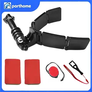 Parthome Durable Snap-On Plastic Black Helmet-Mounted Chin Stand for Action Cameras – Wearable Camera Mounts for Motorcycle Riding