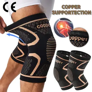 2 pieces Copper Compression Knee Sleeves, High-Elasticity Anti-Slip Breathable Knit Support for Sports, Running, Fitness and Basketball, Injury Prevention Gift