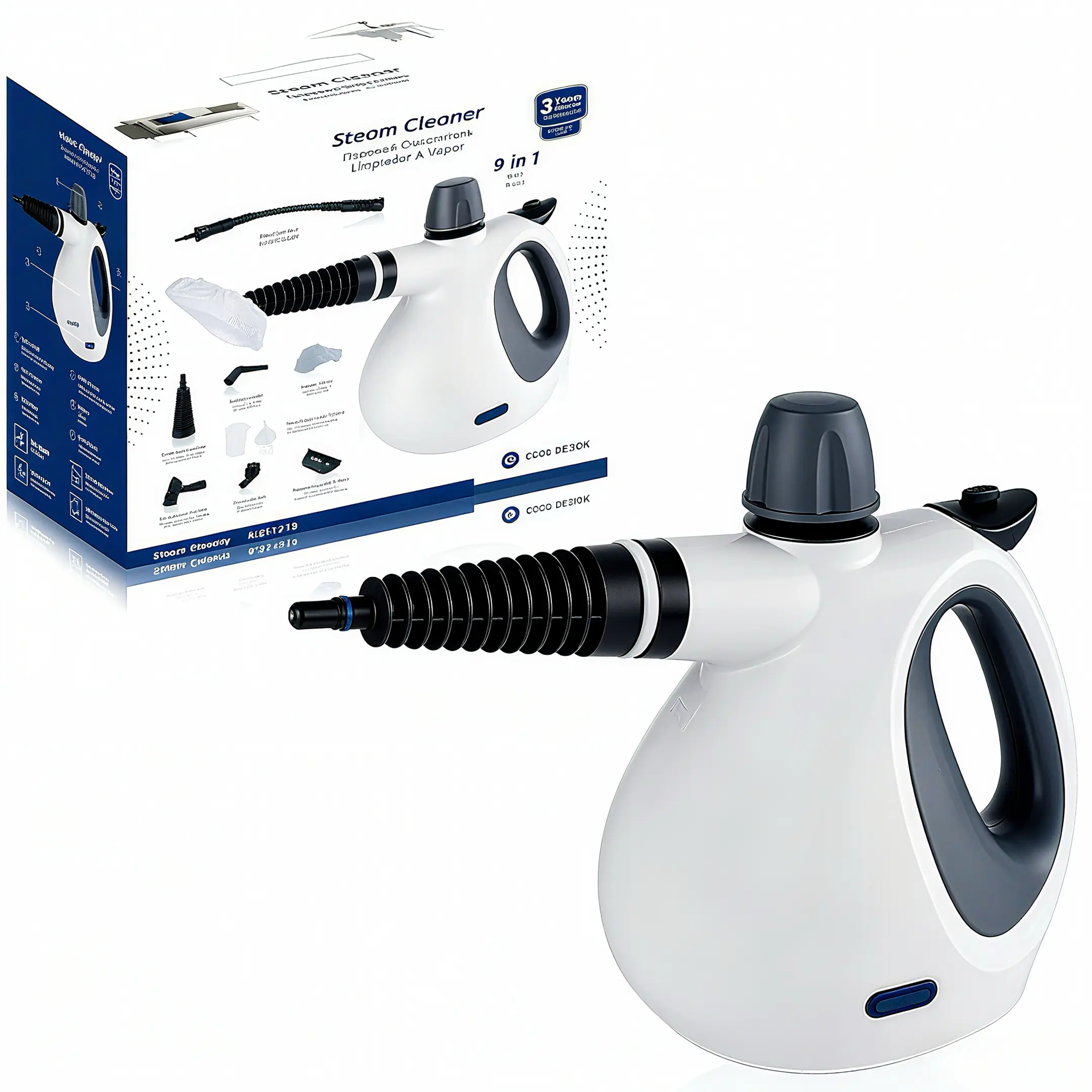 9-IN-1 Pressurized Handheld Steam Cleaner | Chemical-Free Whole-Home Deep Cleaner