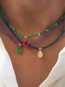 Natural Amethyst Necklace Accessory with Gemstone Pendant, Luxury Minimalist Choker for Women, Perfect Gift for Friends