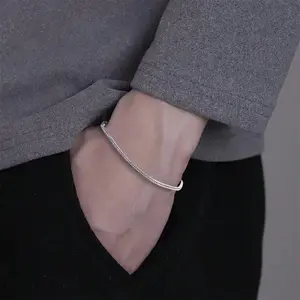 Retro Simple Square Snake Bone Men's Stainless Steel Bracelet - Casual Exquisite Dressing Style for Daily Wear Festivals & Parties