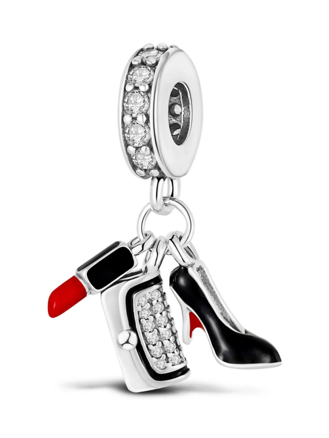Rhinestone Decor High Heel & Lipstick Design Pendant, Fashionable Pendant for Women & Girls, Trendy All-match & Exquisite Jewelry for Birthday Gift, Rhinestone Charms, Fashion pendants, Jewelry accessories