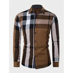 [Casual | Classic Plaid] Durable 100% Cotton Men's Classic Plaid Button- Shirt | Long Sleeve with Chest Pocket, Machine Washable | Perfect for Outdoor & Casual Wear
