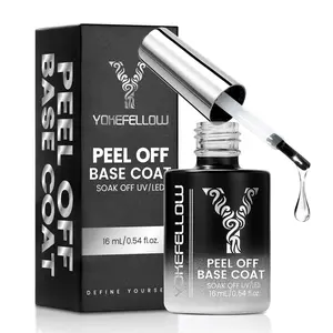 YOKEFELLOW Peel off Base Coat 16ml 0.54fl.oz 11 Toxin Free Bubber Free Gloosy Shine Peelable Base Gel No Tpo No Hema Smooth Peel off Base Coat for Gel Nail Polish UV LED Lamp Cure Easy Peel Removal Quick Manicure Change for Women Nail Beauty Design