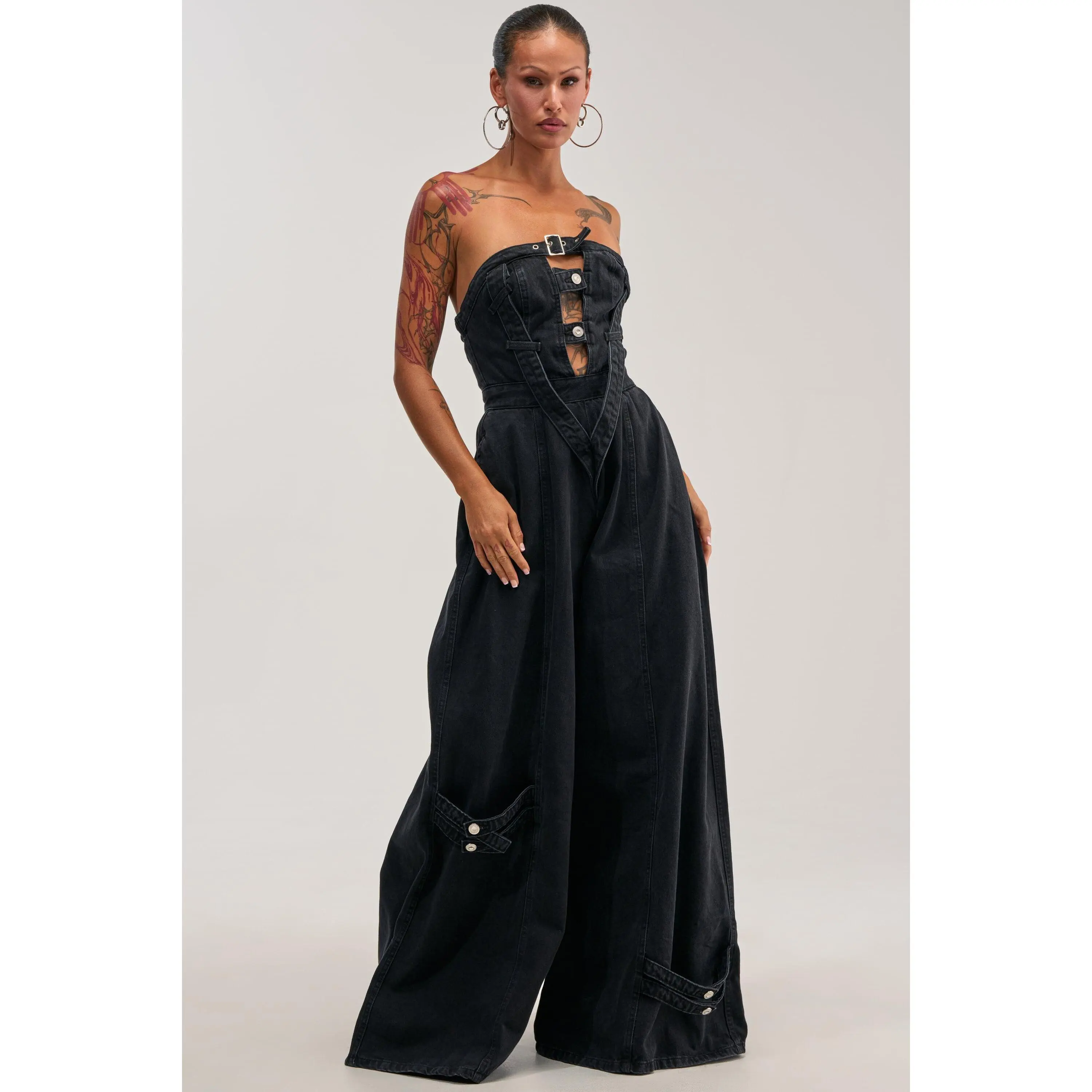 SO YESTERDAY WIDE LEG DENIM JUMPSUIT