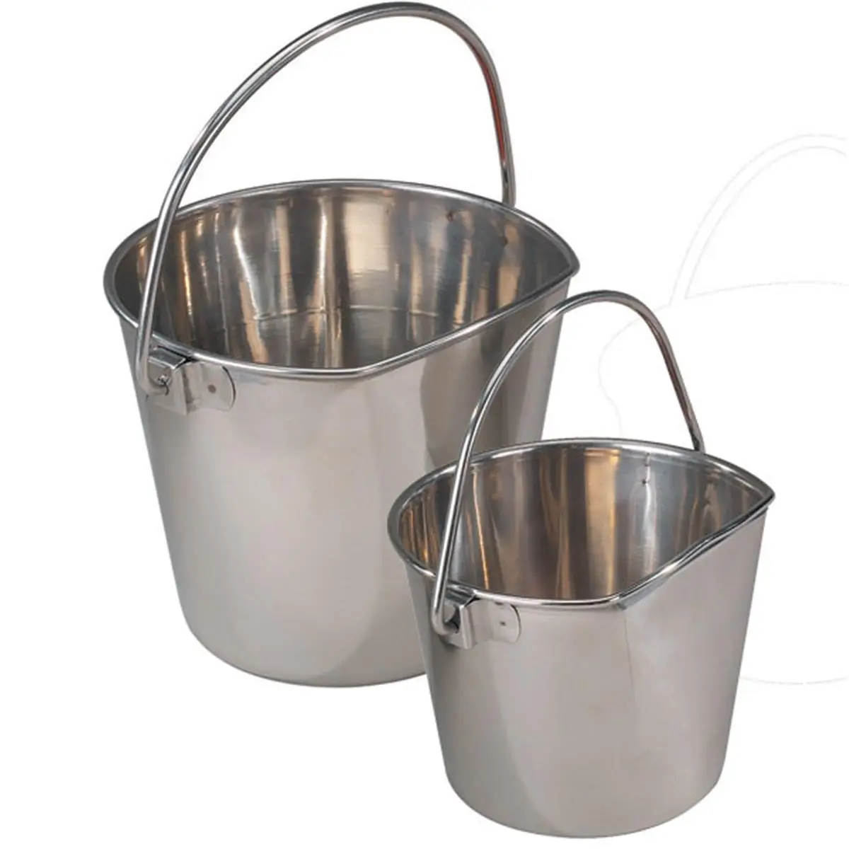 PROSELECT Stainless Steel Flat-Sided Bucket, 192oz Hanging-Safe Pail with 8.75 in Contour Handle, Durable Snag-Free Design for Home Care & Home Supplies