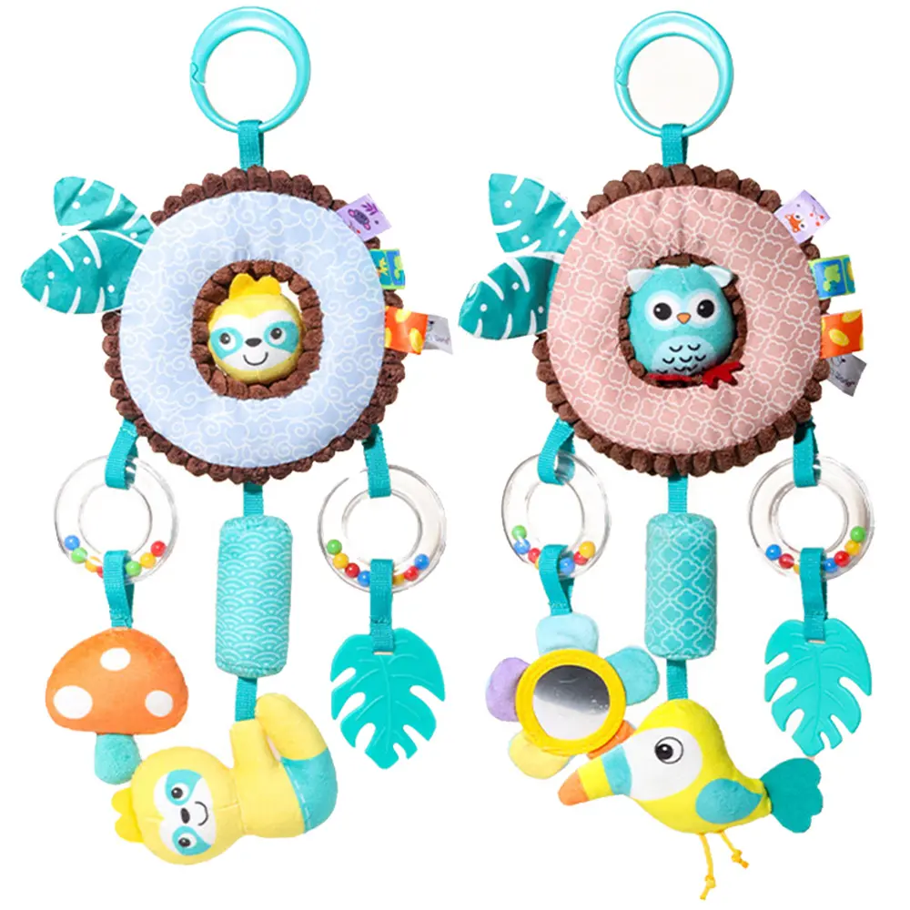 Baby Hanging Rattles for Soft Newborn Plush Cute Sensory Stroller Animals Bed Bell Dolls Babies Development Handle Play Toys Toddlers Gift