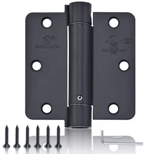 3 Pack 3.5 Inch Self Closing Hinge Auto Close Hardware Hinge Adjustable Spring Hinges Door Closer Hinge 1/4" Radius Corner for Commercial Grade Auto Self-Closing