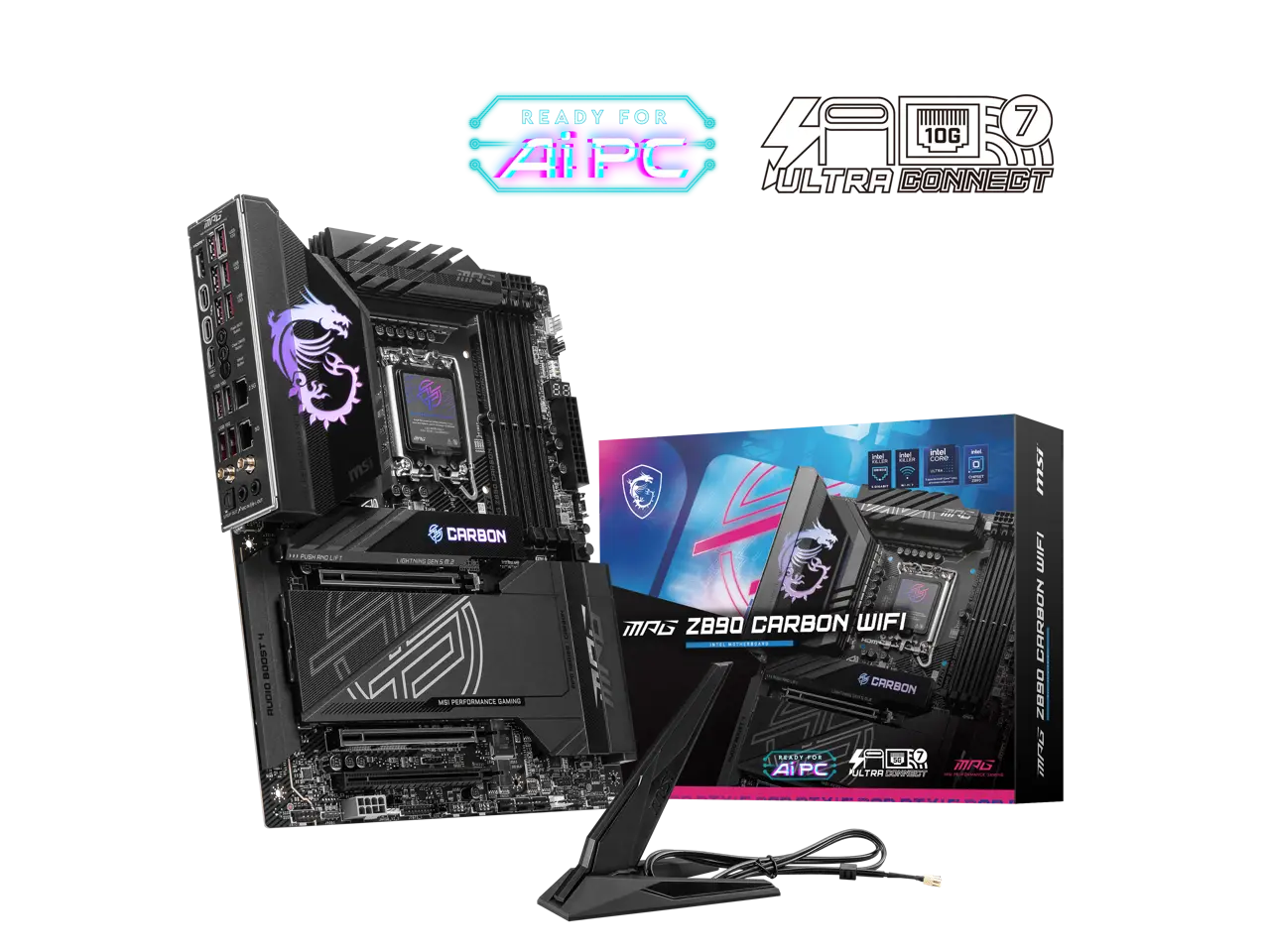 MSI MPG Z890 CARBON WIFI Motherboard, ATX - Supports Intel Core Ultra Processors (Series 2), LGA 1851 - 110A SPS VRM, DDR5 Memory Boost 9200+ MT/s (OC), PCIe 5.0 x16 & 4.0 x16, M.2 Gen5, Wi-Fi 7, 5G LAN