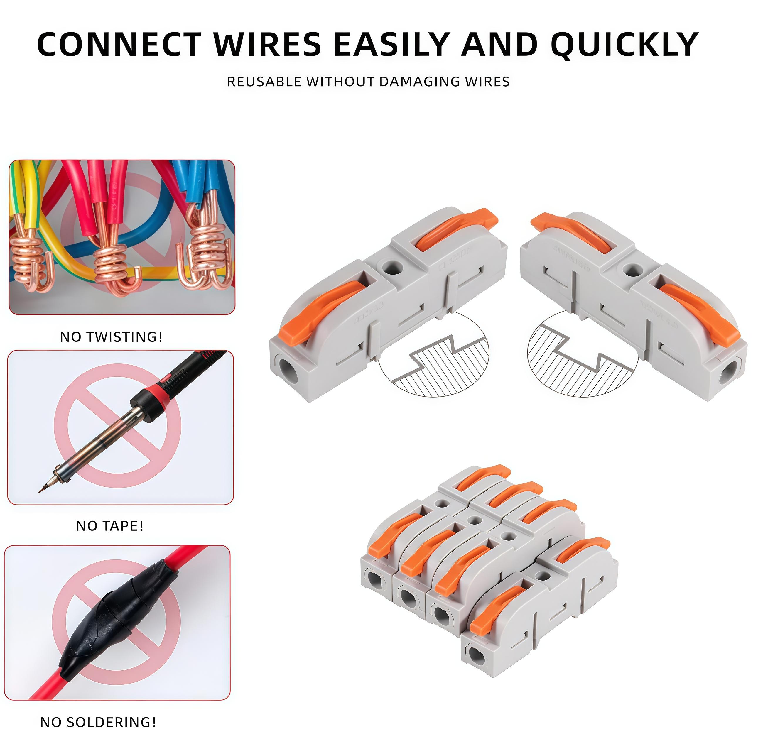 Quick Wire Connection Assortment Kit with Wire Stripper & （50-100）pcs Lever Connectors for 28-12 AWG Wires Safe Reliable for Home Office Factory, Durable Reliable Connectors, Quick Snap Connector