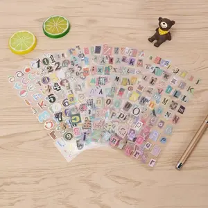 6 Sheets Fun English Letter Vinyl Decorative Stickers DIY Sticker, Alphabet Stickers, Sticker Packs, Skateboard Guitar Festival Wedding Party Decoration, Creative Scrapbooking Supplies