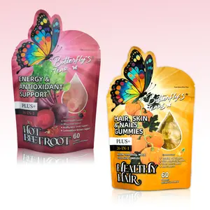 Butterfly's Tear 14-in-1 Hot Beetroot & Healthy Hair Gummies – With Beet Root, Turmeric, Multi Collagen – Metabolism, Heart, Hair Support – 60 Count