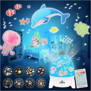 Rocket Projector Night Light for Kids with Bluetooth Speaker, Rechargeable Star & Galaxy Projector, 360 Rotating Space Light with 8 Films,  Timer & Remote Control