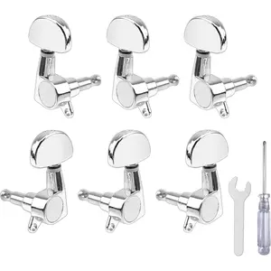 6 count Guitar String Tuning Pegs, Guitar Machine Heads Knobs for Electric or Acoustic Guitar with Tools (3 Left + 3 Right) ()