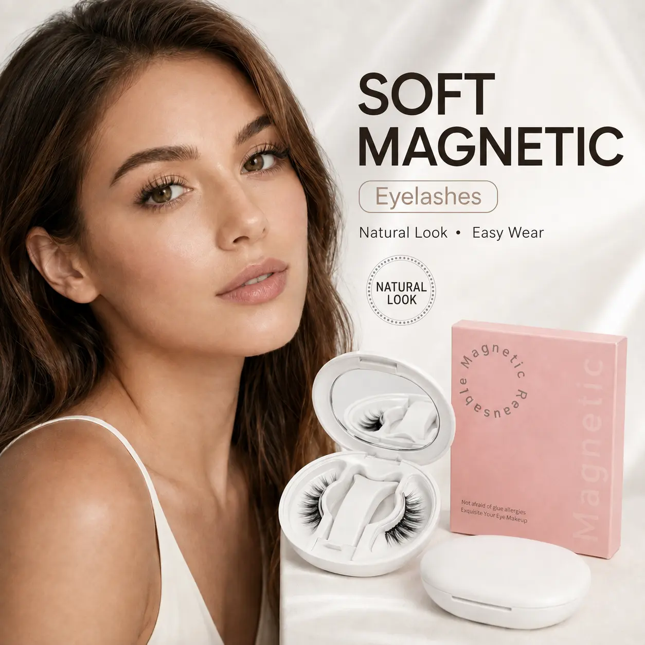 Keren Soft Magnetic False Eyelashes All-in-1 Box - Reusable, Glue-Free, Waterproof, Lightweight, Natural-Look, Long-Lasting #SummerVibes girl beginner d curl lash extension