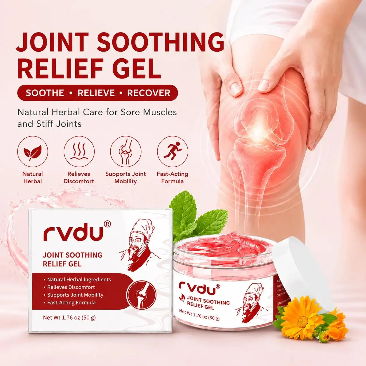 Natural Pain Relief Gel - Herbal Therapy Treatment with Menthol, Plant Extracts for Multi Purpose Neck, Back, Joint & Muscle Relief