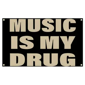 60in x 40in [Funny Music Flag] 1pc Funny "Music is My Drug" Flag Banner |   ft, 2x3ft Polyester Outdoor Wall Decor for Music Lovers, Durable, No Electricity Needed