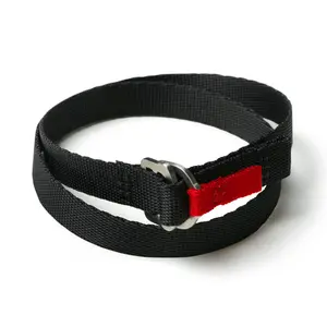 Motorcycle Helmet Strap Double Wrap Bracelet - Black Nylon & Stainless Steel - 16.93" Length - Comfortable Everyday Wear - Skin Friendly