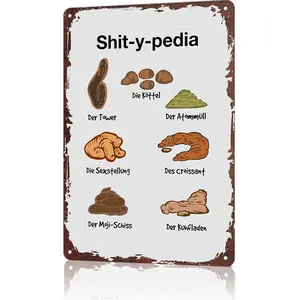 Shit-y-pedia Funny German Poop Chart Metal Tin Sign, 12x8 Inch Aluminum Wall Art, Vintage Humorous Poster for Bathroom, Restroom, Man Cave, Funny Gift, Novelty Bathroom Decor, Gag Gift for Friends, Family