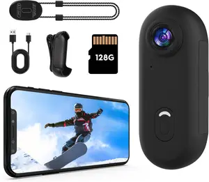 Mini Action Camera 4K - 128GB Thumb Body Camera, IPX7 Waterproof Wearable Video Recorder with Helmet Mount & Magnetic Base, Small Sport DV Camcorder for Vlogging, Cycling, Pets, Travel