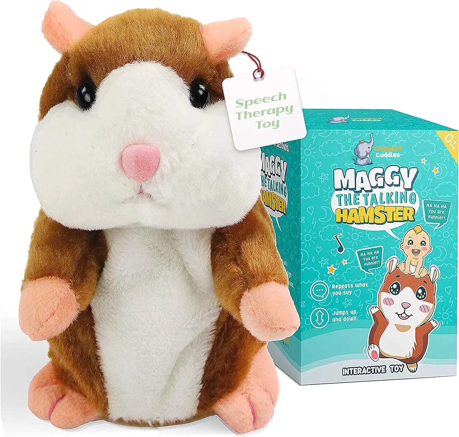 Crowned Cuddles - Talking Hamster Toy For Kids/Baby - Speech therapy toys for toddlers 1-3 , Talking Hamster Toy for kids Repeats What You say toddler speech development toys Gift Sensory Voice Repeating furby Best toys for speech development
