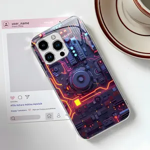 Creative Game Console Pattern Electroplated Glass Case for All iPhone Models - Unique Childlike Design - 975