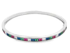 Multi Color Baguette CZ Stone Bangle Bracelet