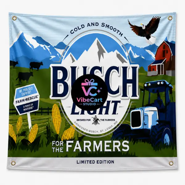 B*sch Light Farm Rescue Tapestry, Farmer-Focused Rustic Country Wall Hanging, Tractor Barn Farmhouse Man Cave Decor with 4 Grommet Holes at Corners