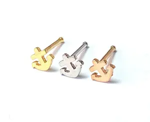 3pcs Anchor Style Nose Rings Studs Bones 316L Surgical Steel Ion Plated