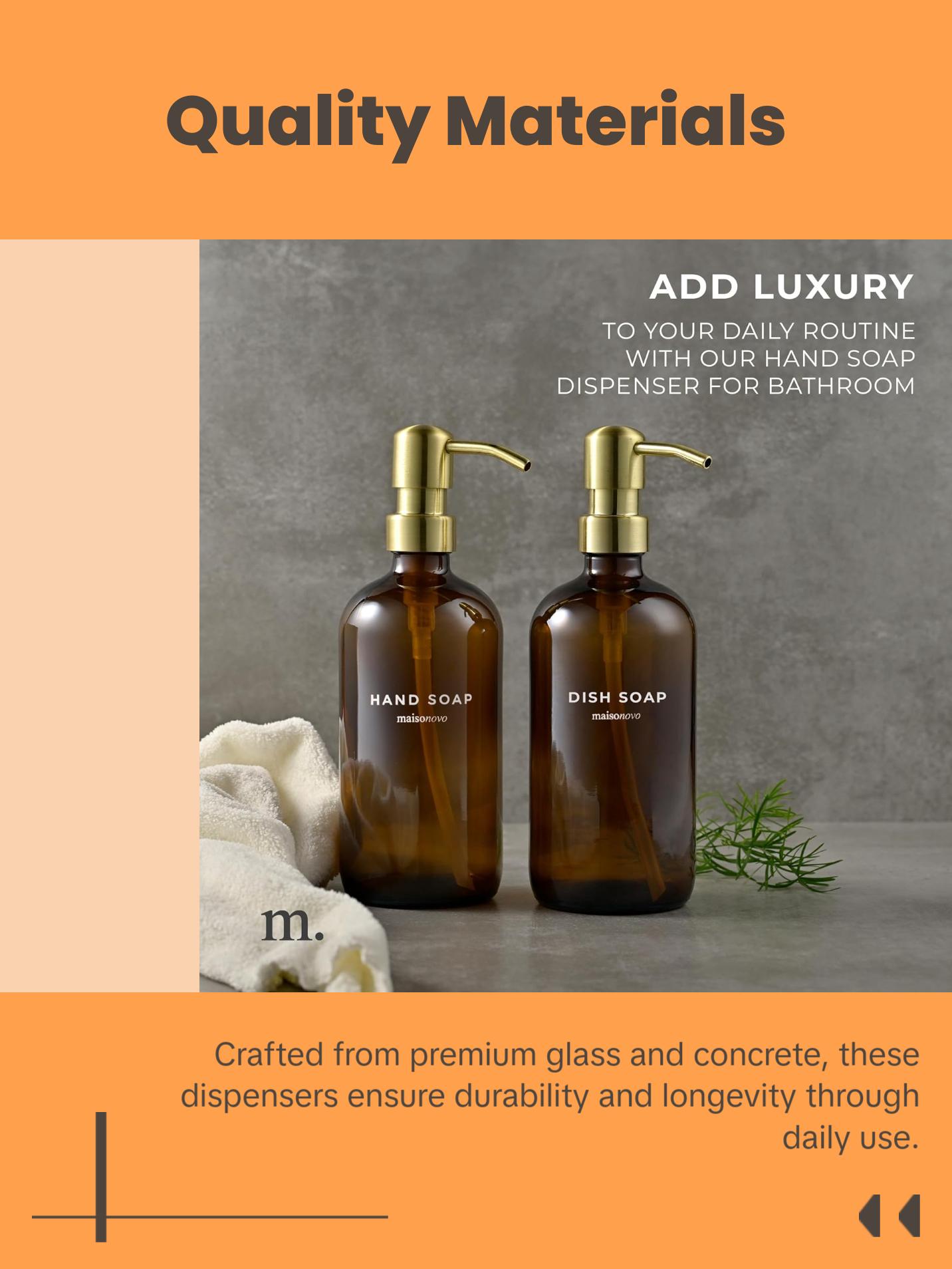 MaisoNovo Soap Dispensers 2-Piece Set | Soap and Lotion Dispenser Set | Hand Soap Dispenser | 16.9oz Black Bottles with Black Pumps Set of 2