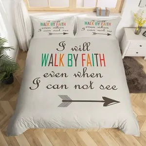 Feelyou Modern 3D Print Christian Faith Duvet Cover Set - Bible Quote, Arrow, Tribal Cultural Design, Light Green Multi-Size Bedding for Bedroom Decor, Machine Washable Bedspread Cover
