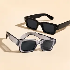 2-Piece Retro Modern Sunglasses Set for Womens, Full-Rim Thick Plastic Frame with PC Lenses, Anti-Glare Fashion Eyewear, Trendy Square Shades, Gifts for Party Beach Travel Daily Wear