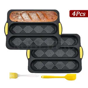 Silicone Bread Baking Set, Non-Stick Loaf Pans, Heat Resistant Rectangular Mold, Homemade Bakery Supplies, Bakeware, Ideal for Hoagies & Hot Dogs, Silicone Loaf Molds