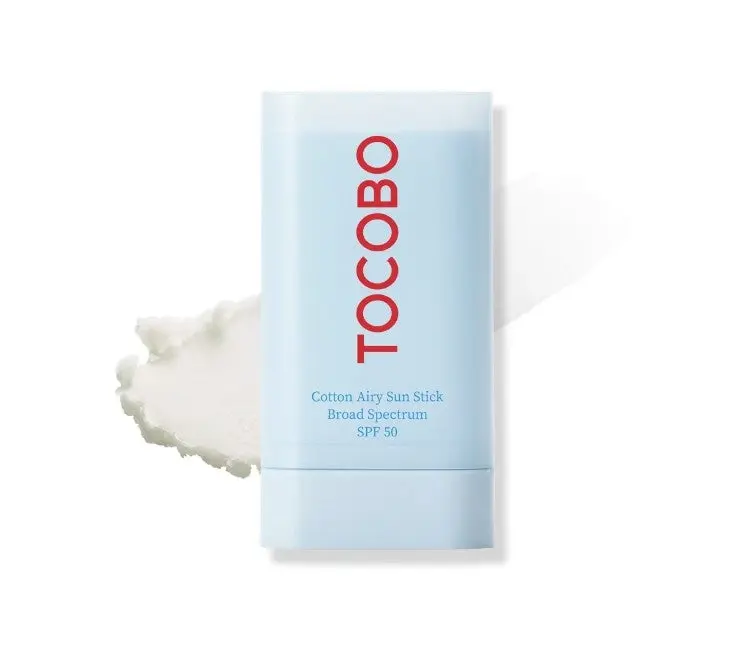 TOCOBO Cotton Sun Stick SPF50+ PA++++, Lightweight Matte Finish for Oily & Sensitive Skin, Cruelty-Free Korean UV Protection, Travel Size (19g), Travel Toiletries, Facial, Sunscreen Everyday, Herbal