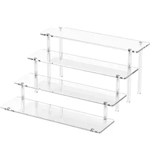 4 Tier Acrylic Display Risers, Clear Perfume Organizer Stand, Large Cupcake Stand Holder, Dessert Display for Party, Display Shelf for Figure and Collection, Riser Stand for Decoration and Organizer
