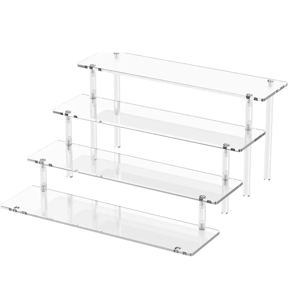 4 Tier Acrylic Display Risers, Clear Perfume Organizer Stand, Large Cupcake Stand Holder, Dessert Display for Party, Display Shelf for Figure and Collection, Riser Stand for Decoration and Organizer