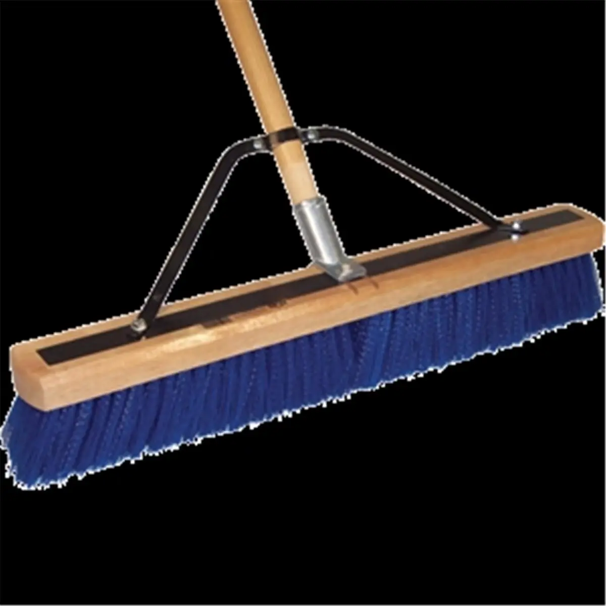 212 MAIN Sturdy Heavy-Duty 24-in HD Poly Contractor Broom - Stainless Steel Blue, 60-in Wooden Handle, Home Care Supplies Long Handled Floor Cleaning Tool for Pack Use, Household Cleaning Tool